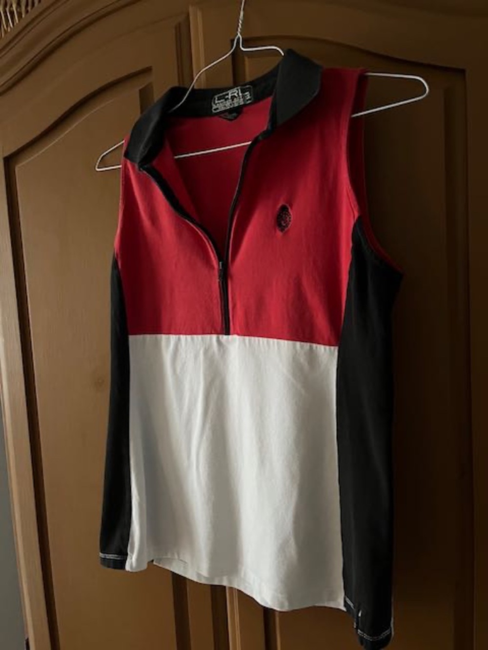 Ralph Lauren Women's Colorblock Sleeveless Quarter-zip Polo Shirt, Medium